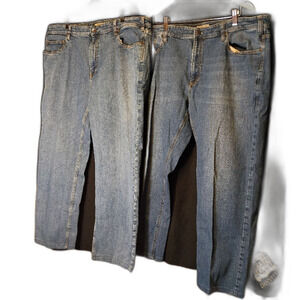 Lot of 2 Orvis Blue Pocket Jeans Men's 42 Light Wash Straight Leg Hemmed Inseams